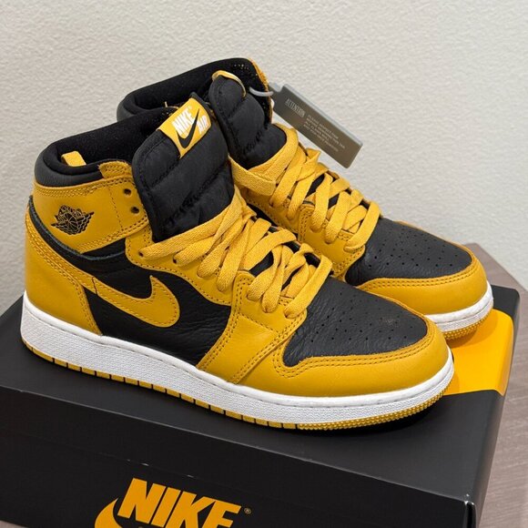 AIR JORDAN 1 RETRO HIGH OG GS 575441 701 POLLEN/WHITE/BLACK SIZE 6Y - Picture 2 of 8